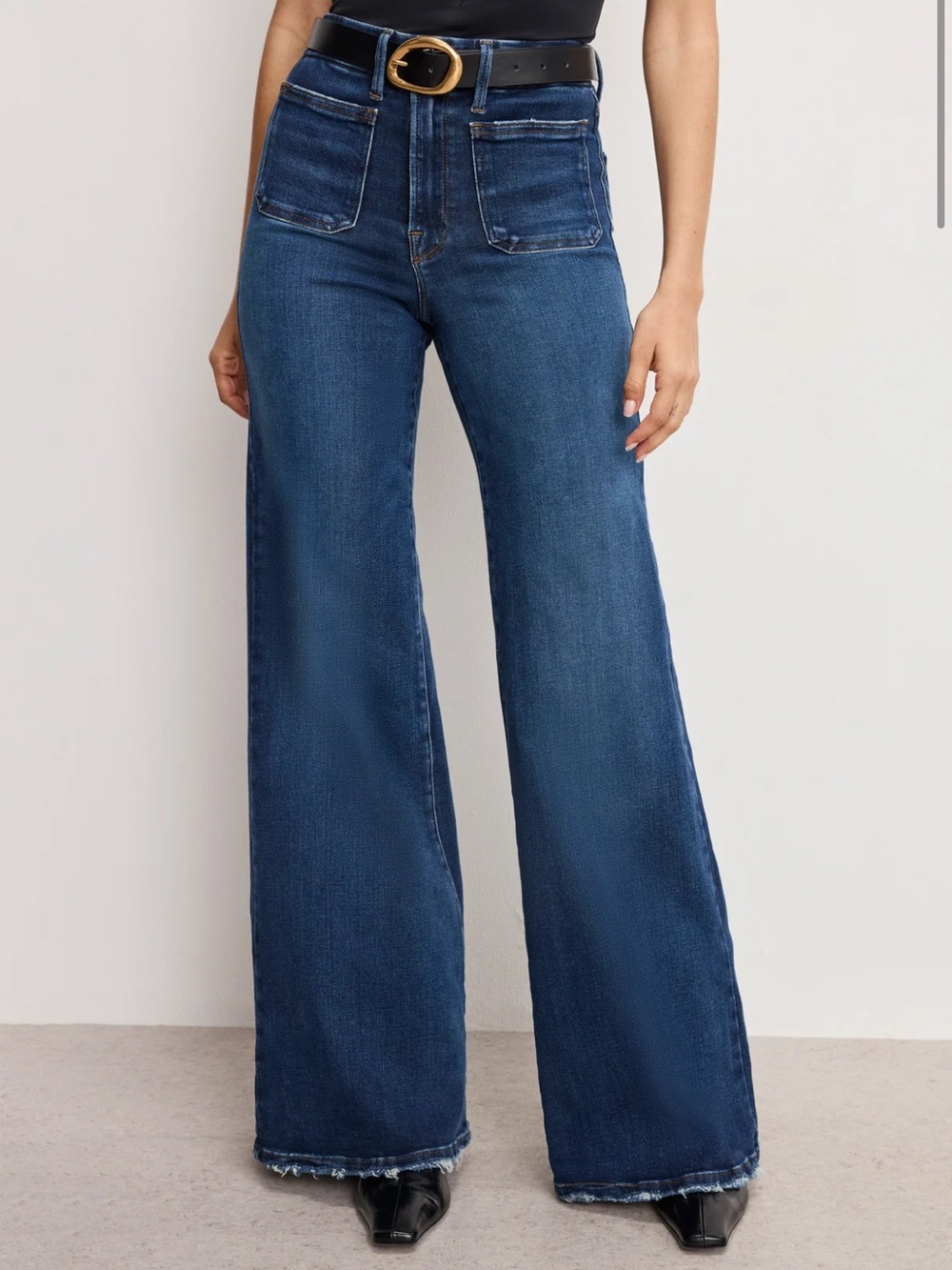 Good American Good Waist Palazzo High-Rise Wide Leg Jeans Size 12 Western Retro